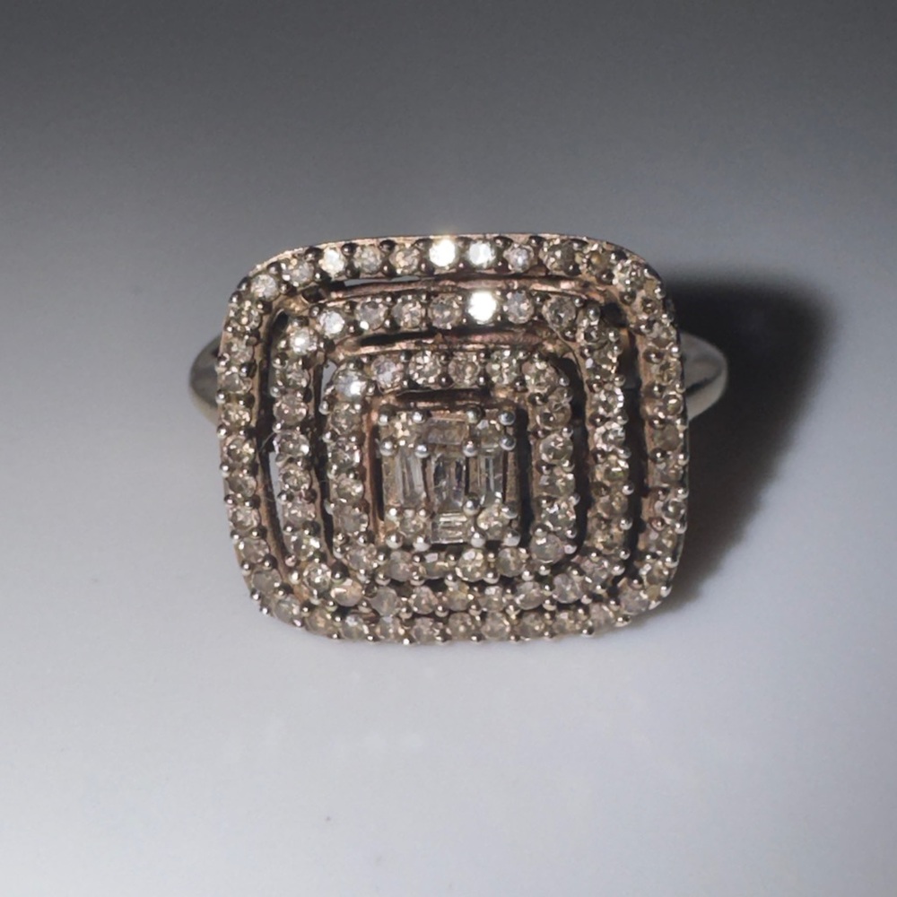 Natural Champagne Diamond Halo Ring - .925 with gold finish